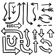 Aufkleber - Hand drawn arrows. Bullet journal web visual note sketch elements. Isolated graphic vector object set.