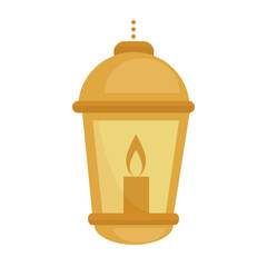 Sticker - Candle in lantern design, Fire flame candlelight light spirituality burn and decoration theme Vector illustration