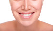 © Denis Rozhnovsky - Female face with white teeth isolated on white background.