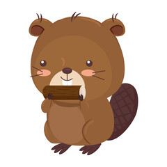 Kawaii beaver animal cartoon design, Cute character and nature theme Vector illustration