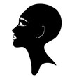 Elegant silhouette of bald or short haired female head and face. White and black style. Vector illiustration