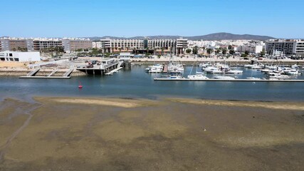 Wall Mural - Aerial view of marina and modern architecture in Olhao, Algarve, Portugal