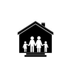 Canvas Print - Family in house icon isolated on white background. Family protect concept