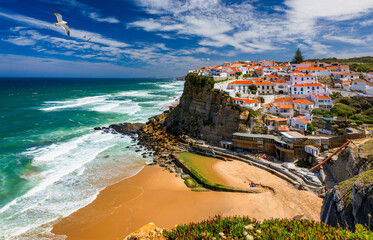 Wall Mural - Landscape of Azenhas do Mar. Azenhas do Mar is a seaside town (residential neighborhood) in the municipality of Sintra, Portugal. Close to Lisboa, Portugal.