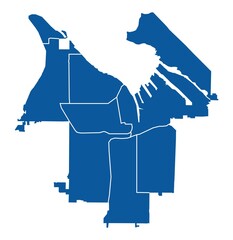 Wall Mural - Outline blue map of Tacoma city