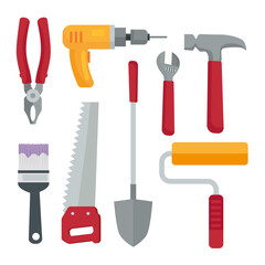 Canvas Print - bundle of eight construction tools set icons vector illustration design