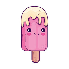 Poster - Kawaii ice cream cartoon design, sweet food and cute character theme Vector illustration