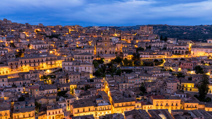 Wall Mural - View of Modica, Sicily, Italy. Modica (Ragusa Province), view of the baroque town. Sicily, Italy. Ancient city Modica from above, Sicily, Italy