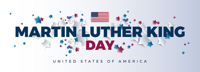 Wall Mural - Martin Luther King Day vector background - Martin Luther King Day typography lettering, the USA flag, stars - USA patriotic colors