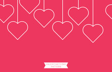 Seamless Background With White Heart On Red Background For Valentine's Day And Card Design.