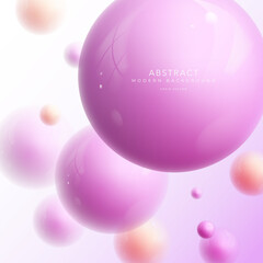 Wall Mural - abstract 3D balls composition. Sphere with blur effect.