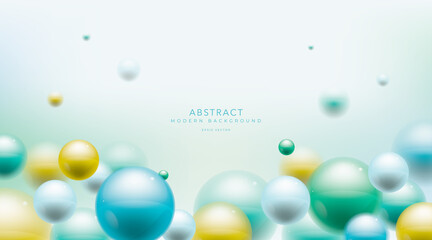 Wall Mural - abstract 3d balls composition. sphere with blur effect.