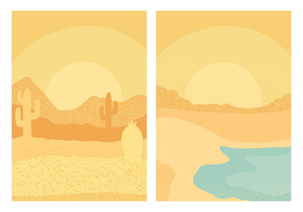 Poster - desert and beach abstract landscapes scenes backgrounds vector illustration design