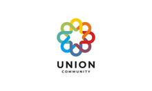Initial Letter U With Union Crowd Link Teamwork Connection Colorful Network Community Logo Design Template 