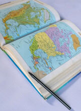 Encyclopedia Book With Map Of America