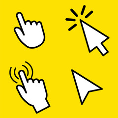 Poster - cursors set. Computer screen. Www icon. Click button. Communication icon symbol. Click arrow. Stock image. EPS 10.