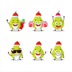 Poster - Santa Claus emoticons with green pear cartoon character