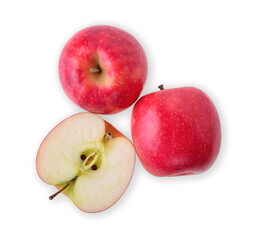 Wall Mural - Top view of pink lady apples isolated on white background