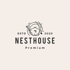 Wall Mural - nest house hipster vintage logo vector icon illustration