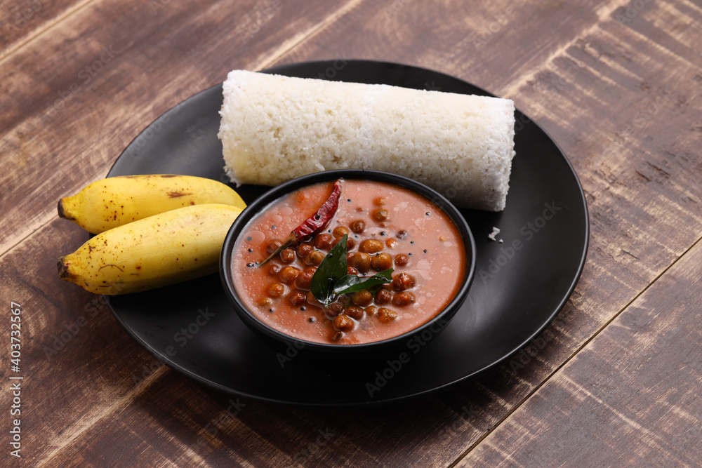 Putta Rice White rice puttu with chana masala curry Stock Photo | Adobe Stock