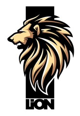 Sticker - illustration of a roaring lion with detailed drawn shadow