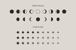 © Sini4ka - Set of Moon Phase And Stars Sparkles Sign Symbol in a Trendy Minimal Style. Vector Icons for Creating Logos, Patterns and Web design