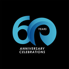 60 Years Anniversary Celebration Number Vector Template Design Illustration