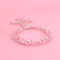 Poster - International women's day poster, small heart in women symbol shape, 3d rendering.
