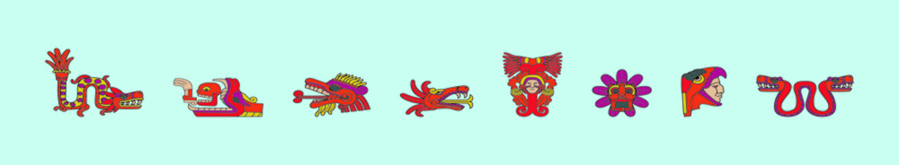 Wall Mural - set of quetzalcoatl cartoon icon design template with various models. vector illustration isolated on blue background