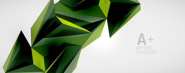 Vector triangle geometric backgrounds. Low poly 3d shape on light backdrop. Vector illustration for covers, banners, flyers and posters and other designs