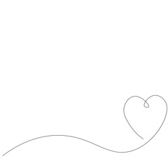 Wall Mural - Love heart vector, continuous one line drawing. Vector illustration