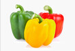 yellow,red,green, sweet bell pepper or capsicum isolated on white background