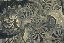 Fantastic Golden Gray Fractal Background. Abstract Fractal Texture. Digital Art. 3D Rendering.