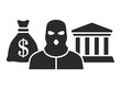 Bandit icon. Crime. Bank robbery. Vector icon isolated on white background.