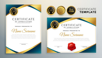 Sticker - professional certificate design in premium golden theme
