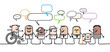 Cartoon mixed diversity people and social network