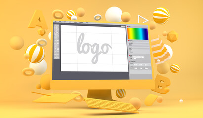 Poster - graphic logo design computer mock up