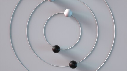 Aufkleber - Radial way for black and white balls, computer generated. 3d render of isometric backdrop