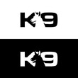 K-9 letter with negative space, k-9 dog training vector logo design