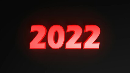 Poster - The write 2022 in red lighted characters, on black background - 3D rendering video clip