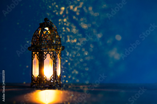 Fototapeta Ramadan Kareem greeting photo of beautiful Arabic lantern