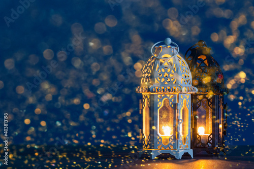 Fototapeta Ramadan Kareem greeting photo of beautiful Arabic lantern