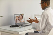 © Studio Romantic - Doctor video calling patients. Family practitioner or pediatrician sitting at laptop computer and talking to mother and daughter. Telemedicine, eHealth service and virtual medical consultation concept