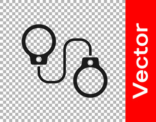 Sticker - Black Handcuffs icon isolated on transparent background. Vector.