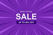 Sale banner with purple comic zoom background vector