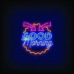 Wall Mural - Good Morning Neon Signs Style Text Vector