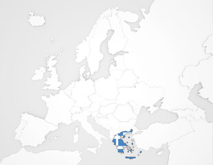 Wall Mural - 3D Europakarte auf der Griechenland hervorgehoben wird