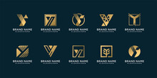 Set Of Letter Y Logo Collection With Golden Unique Style Premium Vector