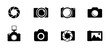 Photo and camera icon set. Icons of photography, image, photo gallery and photo camera. Diaphragm icon. image, photo gallery Vector illustration.