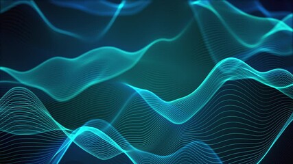 Poster - Computer generated a big data wave of particles. Color striped effect. 3D rendering of a futuristic neon luminous surface